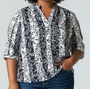 Investments Black and White Patterned Blouse